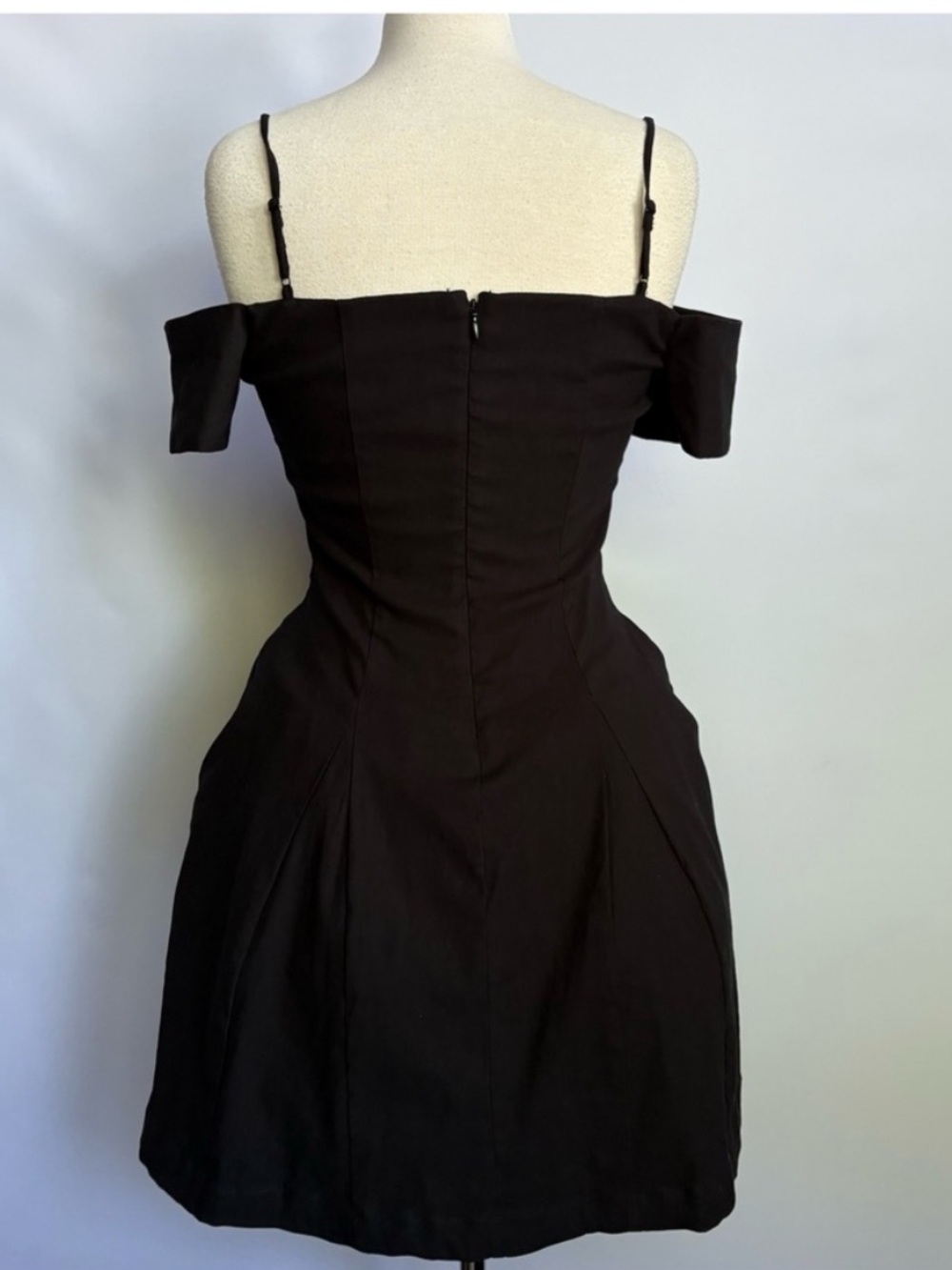 NWT Anthro Maeve Off-The-Shoulder Bow Sexy Elegant Mini Black Dress, S - Picture 11 of 12